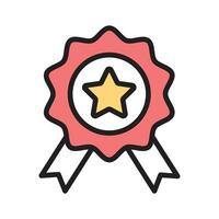 Latest filled outline style icon showing best quality ribbon badge vector