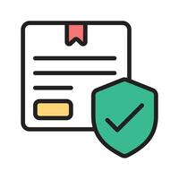 Creatively designed filled line icon showing safe parcel with shield vector