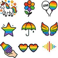 Rainbow Pride Symbol Icon Set vector