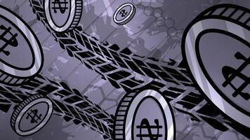 Crypto Coin and Tire Imprint - Futuristic Background Design vector
