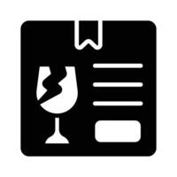 Download our handy icon of fragile delivery in glyph style vector