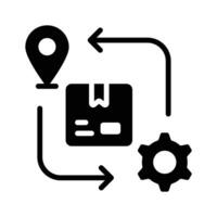 A handy glyph icon showing delivery management process vector