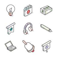 Check this trendy collection of school and university isometric icons vector