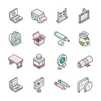 Get this handy bundle showing educational material isometric style icons vector