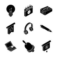 Check this trendy collection of school and university isometric icons. vector