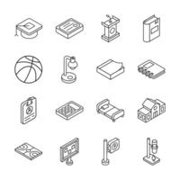 Well designed collection showing study and university supplies isometric icons.. vector
