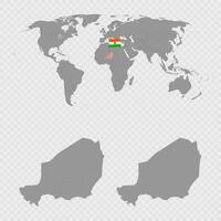 Niger Map Set with World Location. vector