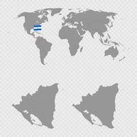 Nicaragua Map Set with World Location. vector