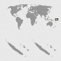 New Caledonia Map Set with World Location. vector