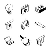 Check this trendy collection of school and university isometric icons... vector