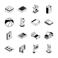 Well designed collection showing study and university supplies isometric icons... vector