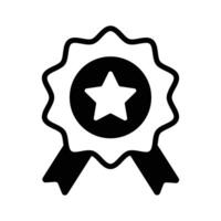 Latest glyph style icon showing best quality ribbon badge. vector