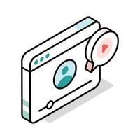 A customizable isometric icon showing tutorial player vector