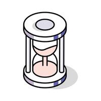 A visually appealing isometric outline icon of hourglass vector