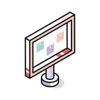 Visually engaging isometric outline icon of bulletin board vector