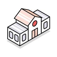 A premium isometric style icon of university campus vector