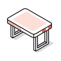 A customizable isometric outline icon of student desk vector