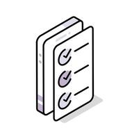 Well crafted isometric icon representing a test sheet vector
