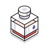 Get this isometric style icon of writing ink bottle vector