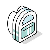 A premium isometric outline icon of student bag vector