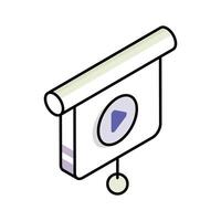 Trendy isometric outline icon of online lecture vector