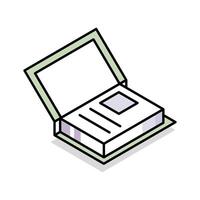 A visually appealing isometric outline icon of handbook vector
