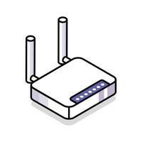 A modern isometric style icon of wifi router vector