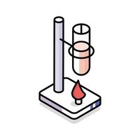 A well crafted isometric outline icon of retort stand vector
