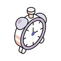 A captivating isometric outline icon of ringing alarm vector