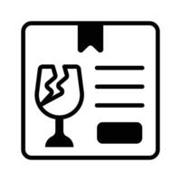 Download our handy icon of fragile delivery in glyph style. vector