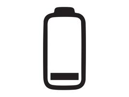 Black silhouette of a battery icon with low charge on white background, graphic illustration. concept of power, energy, recharge symbol, technology, icon, logo, design element. vector