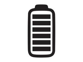 Black silhouette icon of fully charged battery isolated on white background. Concept of maximum battery charge level, full power status, energy capacity, digital indicator symbol vector