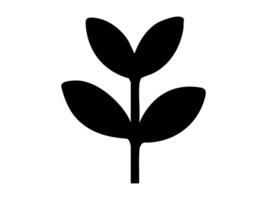 Black silhouette of a plant with three leaves isolated on white background, illustration. concept of seedling, sapling, nature, growth, botanical element, eco-friendly design, minimalistic icon vector