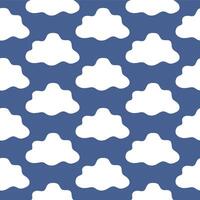 Seamless Pattern of White Clouds on Blue Background. Concept of Weather, Atmospheric Phenomena, Minimalist Design, Repetitive Shapes, Decorative Texture, Graphic Art, Print Pattern. Design, Textile vector
