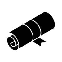 An editable isometric icon representing degree certification. vector