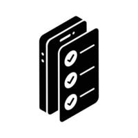 Well crafted isometric icon representing a test sheet. vector