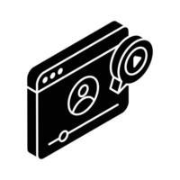 A customizable isometric icon showing tutorial player. vector