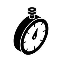 A premium isometric icon of digital stopwatch timer. vector