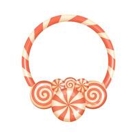 Christmas candy frame with peppermint swirl base design element vector