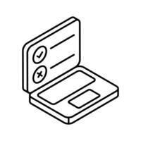 Trendy isometric outline icon of online test paper.. vector