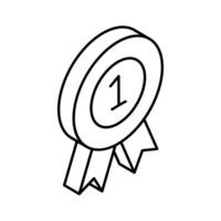A captivating isometric outline icon of first position trophy.. vector