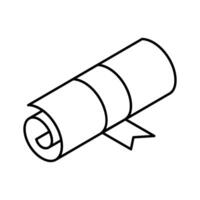 An editable isometric icon representing degree certification.. vector
