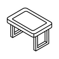 A customizable isometric outline icon of student desk.. vector