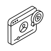 A customizable isometric icon showing tutorial player.. vector