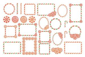 Christmas candy cane border frames collection in 3D style vector