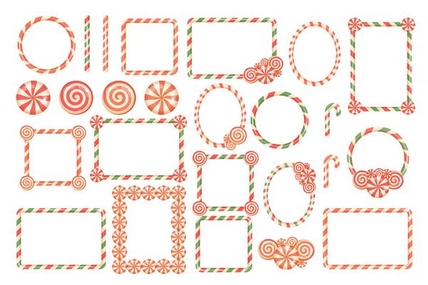 Christmas candy cane border frames collection in 3D style