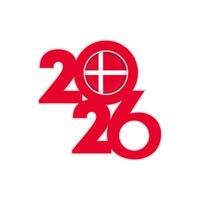 2026 banner with Denmark flag inside. vector