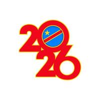 2026 banner with Democratic Republic of the Congo flag inside. vector