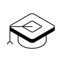 A well crafted isometric icon of mortarboard cap... vector