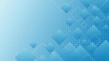 Futuristic blue abstract background featuring overlapping transparent squares and geometric tech grid perfect for digital presentations banners and websites vector